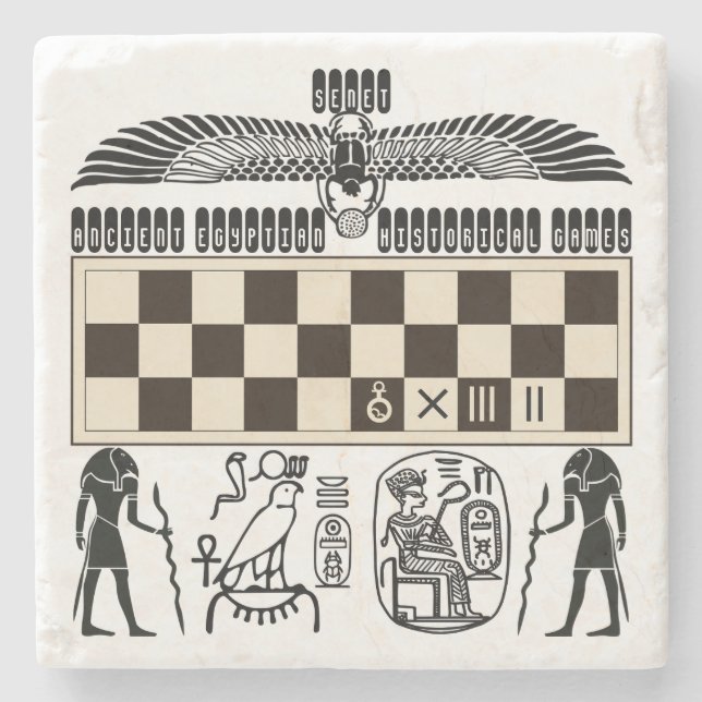 Ancient Egyptian Senet Board Stone Coaster (Front)