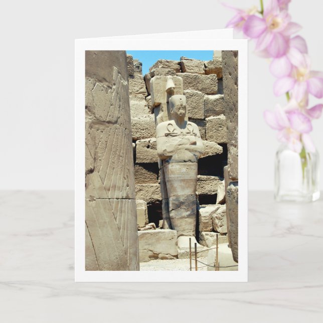 Ancient Egyptian Statue, Luxor, Egypt Card (Orchid)
