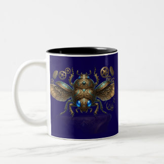Ancient Egyptian Steampunk Mechanical Scarab Beetl Two-Tone Coffee Mug