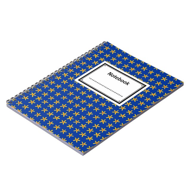 Ancient Egyptian Style Star Pattern - Navy Notebook (Left Side)