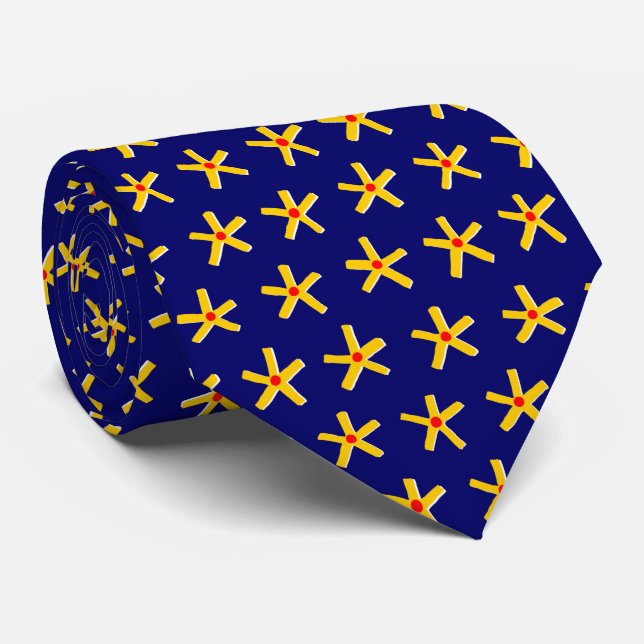 Ancient Egyptian Style Star Pattern V2 - Dark Blue Tie (Rolled)
