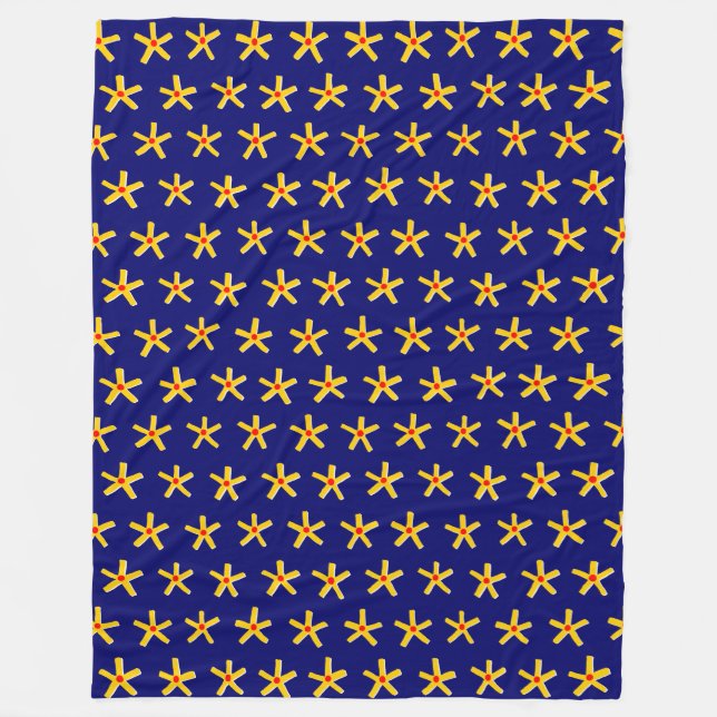 Ancient Egyptian Style Star Pattern v2 - Deep Navy Fleece Blanket (Front)