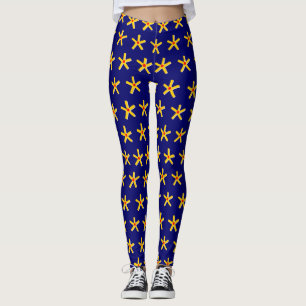 Ancient Egyptian Style Star Pattern v2 - Deep Navy Leggings