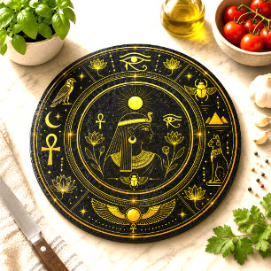Ancient Egyptian Symbols Black Gold Pattern Luxury Cutting Board