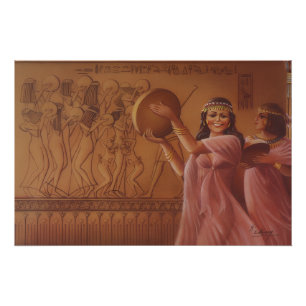 Ancient Egyptian Tambourine Dancers Fine Art Poster