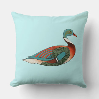 Ancient Egyptian Teal Duck Illustration Throw Pill Cushion
