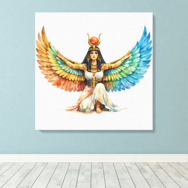 Ancient Egyptian Winged Goddess Canvas Art (Insitu(Wood Floor))