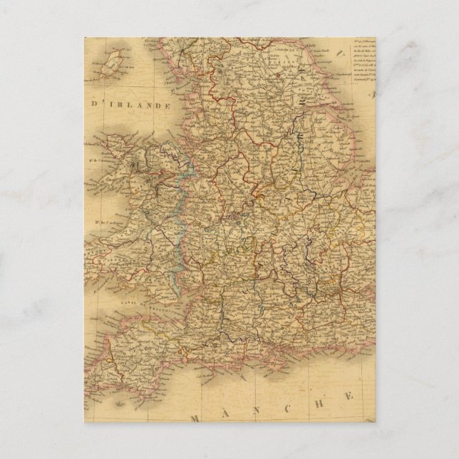 Ancient English Map Postcard (Front)