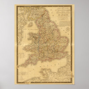 Ancient English Map Poster