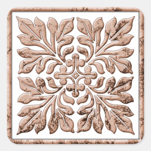 Image of Ancient english tile cool faded brown Square Sticker