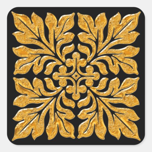 Image of Ancient english tile shiny bright gold Square Sticker