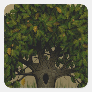 Ancient Fantasy Tree Square Sticker