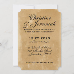 Ancient Faux Parchment Texture Simple Wedding Invitation