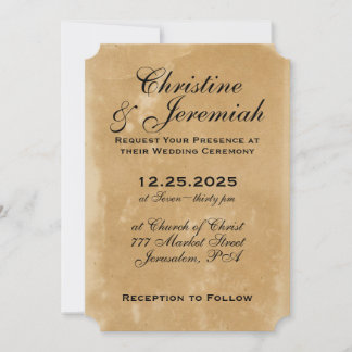 Ancient Faux Parchment Texture Simple Wedding Invitation