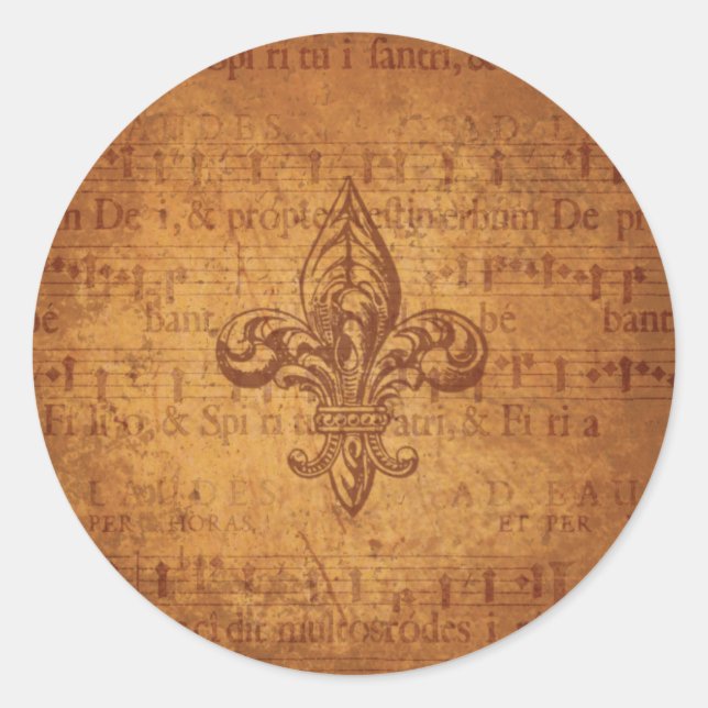 Ancient Fleur De Lis Classic Round Sticker (Front)