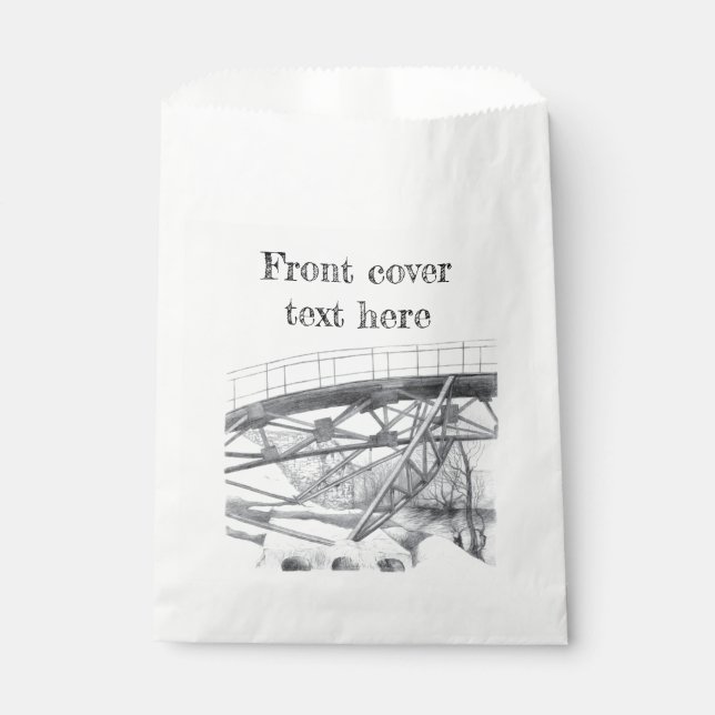 Ancient footbridge. Pencil drawing. Favour Bags (Front)