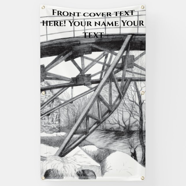 Ancient footbridge pencilart banner (Vertical)
