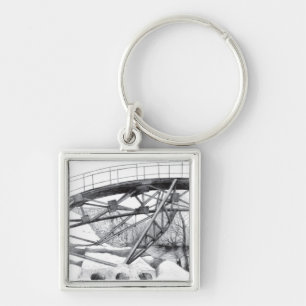 Ancient footbridge pencilart Monochrome Key Ring
