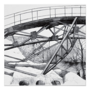 Ancient footbridge pencilart poster