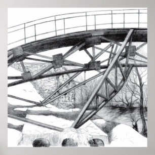 Ancient footbridge pencilart poster