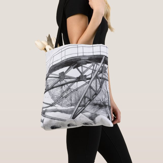 Ancient footbridge pencilart tote bag (Close Up)