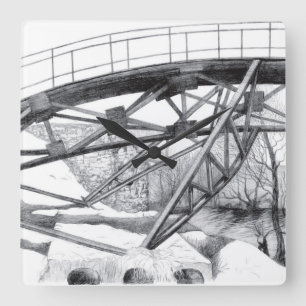 Ancient footbridge square wall clock