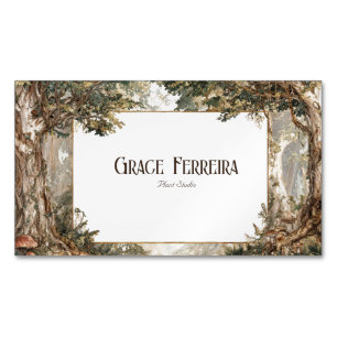 Ancient Forest Gnarled Tree Rustic Gold Frame Magnetic Business Card