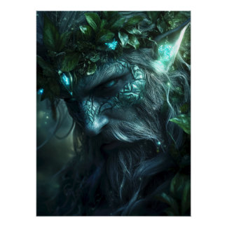 Ancient Forest Guardian with Glowing Magic Poster