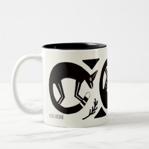 Ancient foxes and flowers on cream mug