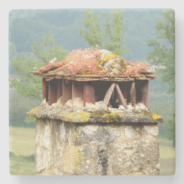 Ancient French Chimney Marble Stone Coaster (Front)