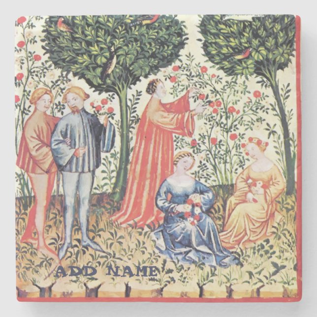 Ancient Garden, Growers, Wine, edit text Stone Coa Coaster (Front)