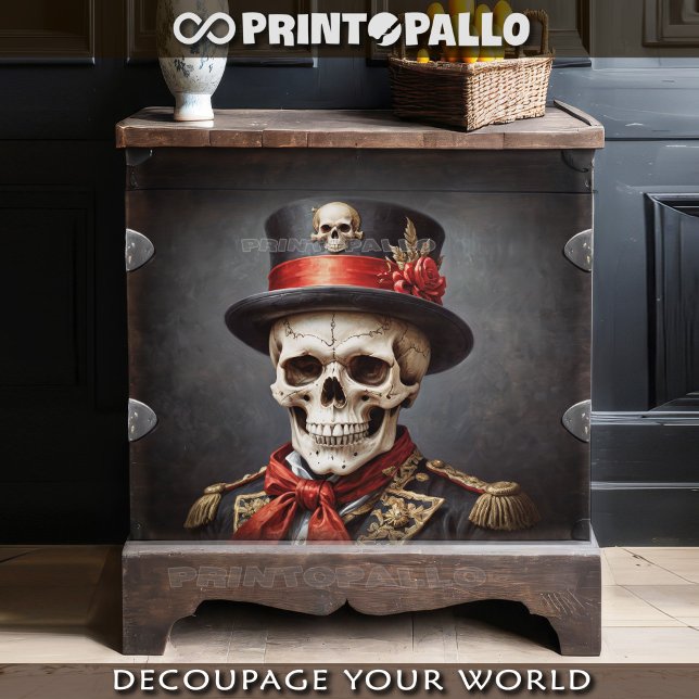 Ancient general skull with army uniform, top hat tissue paper (Creator Uploaded)