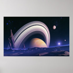 Ancient giants - space landscape poster