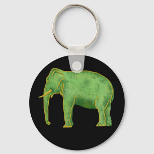 Ancient Gold and Jade Elephant Key Ring