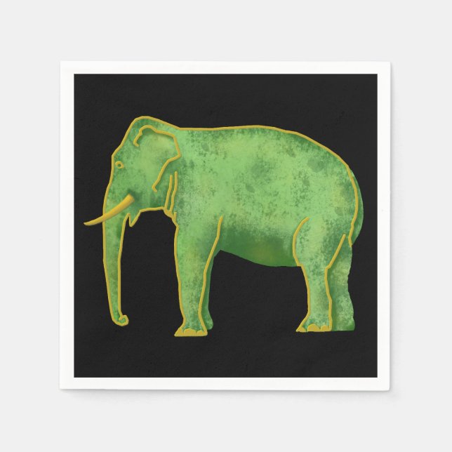 Ancient Gold and Jade Elephant Napkin (Front)