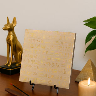 Ancient Gold Egyptian Hieroglyph  Tile