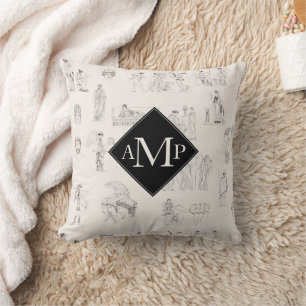 Ancient Greece Greek History Pattern Monogram Cushion