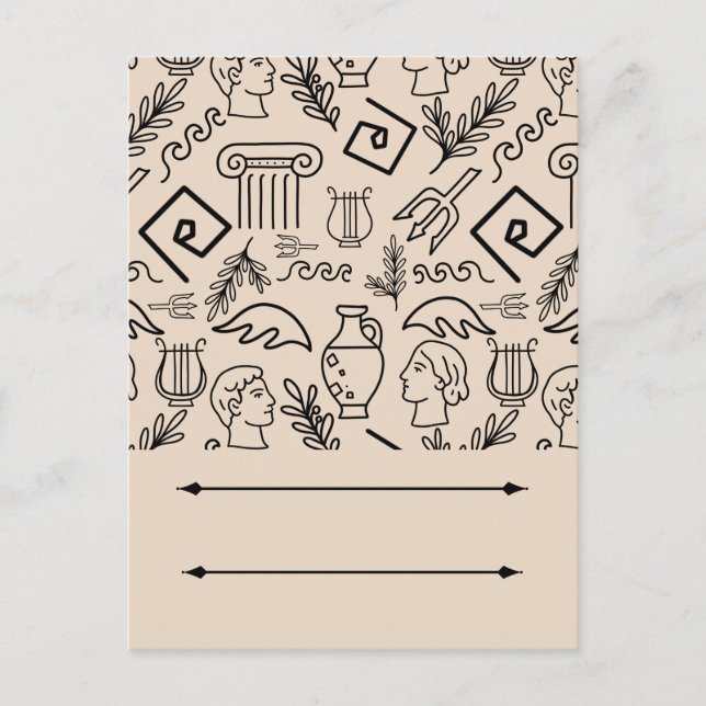 Ancient Greece Line Art Pattern Postcard (Front)