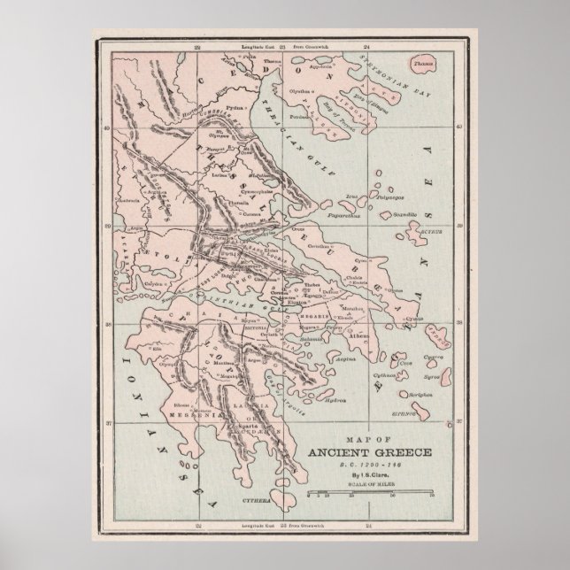 Ancient Greece Map (1901) Poster (Front)