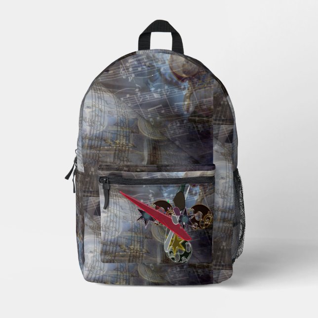 Ancient Greece Music Staff Stars Var 2 Printed Backpack (Front)