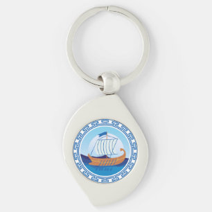 Ancient Greece Ship Design Metal Keychain