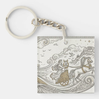 Ancient Greek Arpist Digital AI Art Key Ring