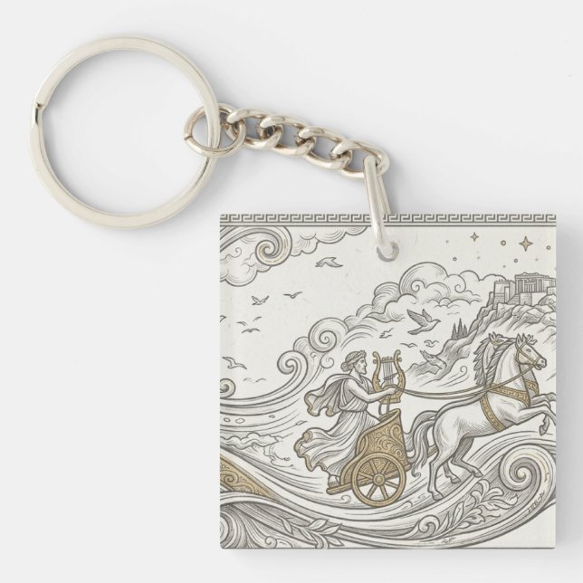 Ancient Greek Arpist Digital AI Art Key Ring (Front)
