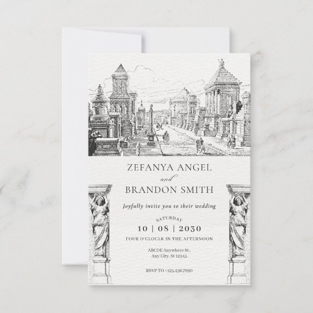 Ancient greek city wedding Invitation (Front)