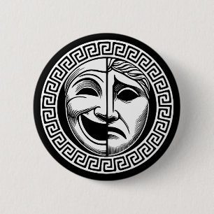 Ancient Greek Drama Theatre Masks 6 Cm Round Badge
