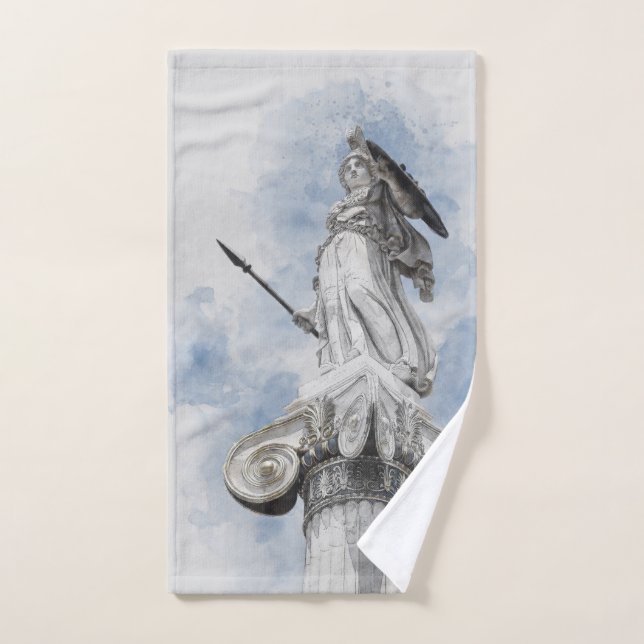 Ancient Greek Goddess Athena Statue Bath Towel Set (Hand Towel)