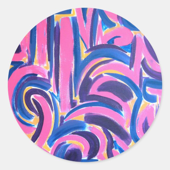 Ancient Greek Graffiti - Abstract Art Hand Painted Classic Round Sticker (Front)