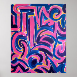 Ancient Greek Graffiti-Hand Painted Abstract Art Poster