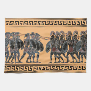 Ancient Greek hoplites in battle Tea Towel