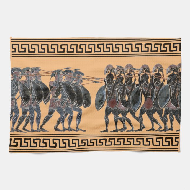Ancient Greek hoplites in battle Tea Towel (Horizontal)
